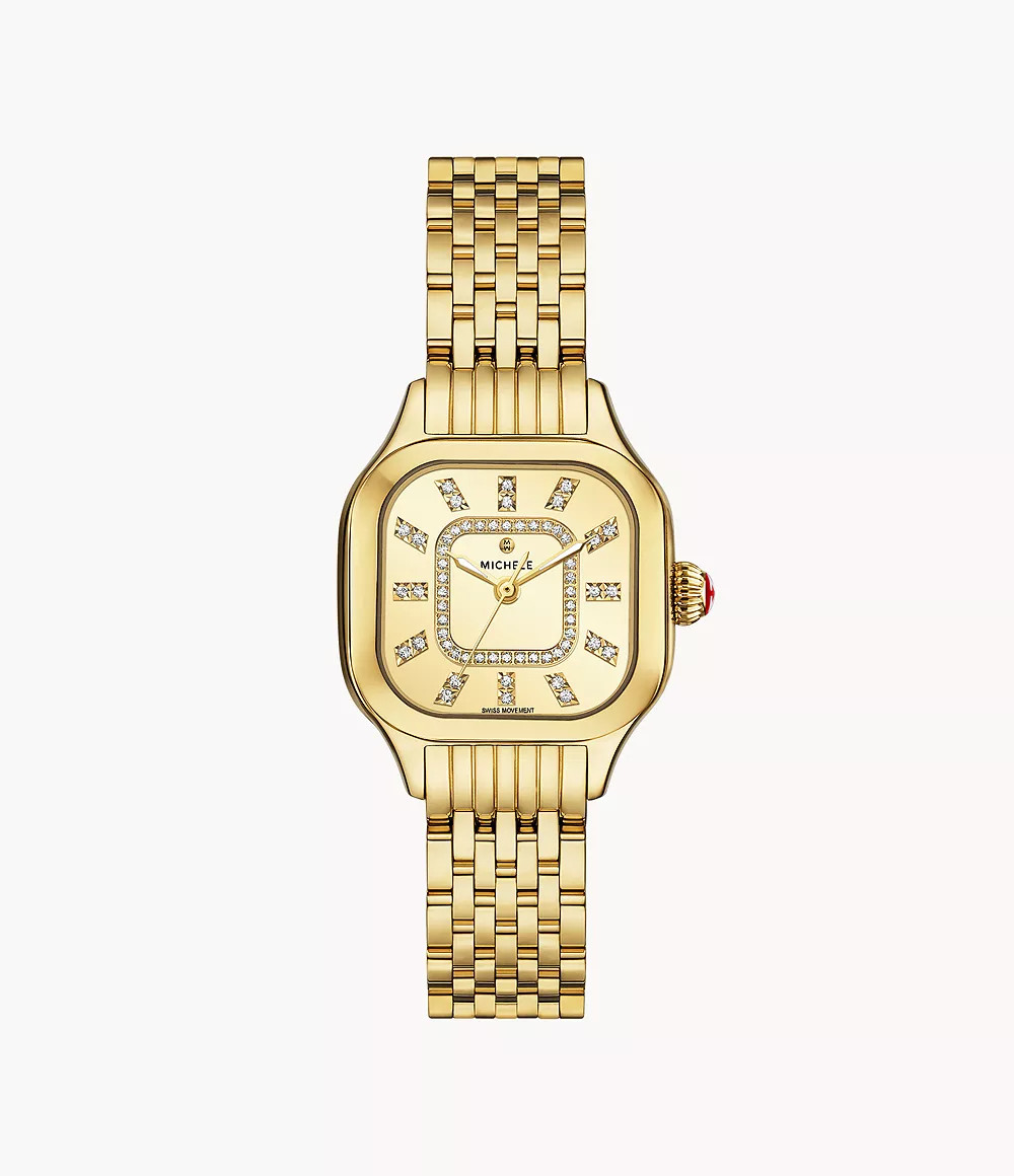 Meggie 18K Gold-Plated Diamond Dial Watch | Michele Watches