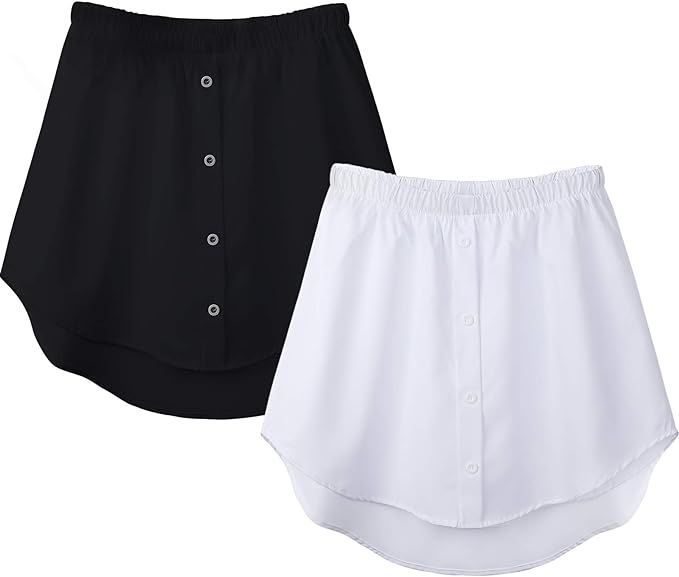 2 Pieces Women's Adjustable Layering Fake Top Lower Sweep Shirt Extender Mini Skirt Shirt Hemline... | Amazon (US)