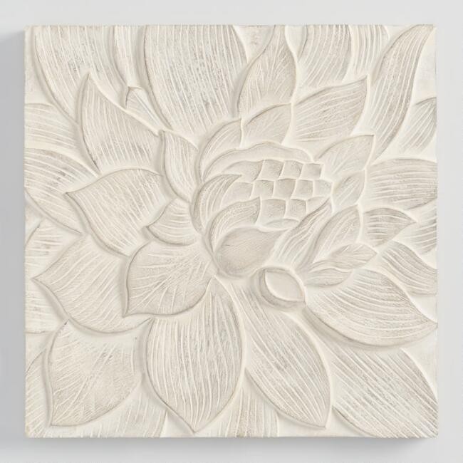 Whitewashed Carved Lotus Wall Art | World Market