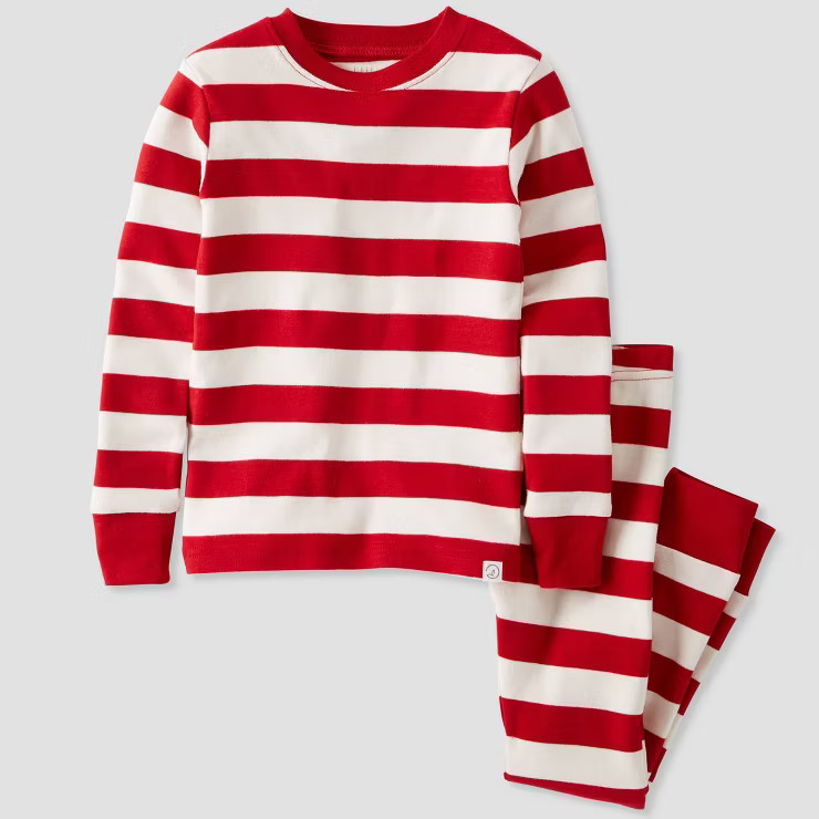 little planet by carter's Toddler 2pc Striped Organic Cotton Pajama Set - Red/White | Target