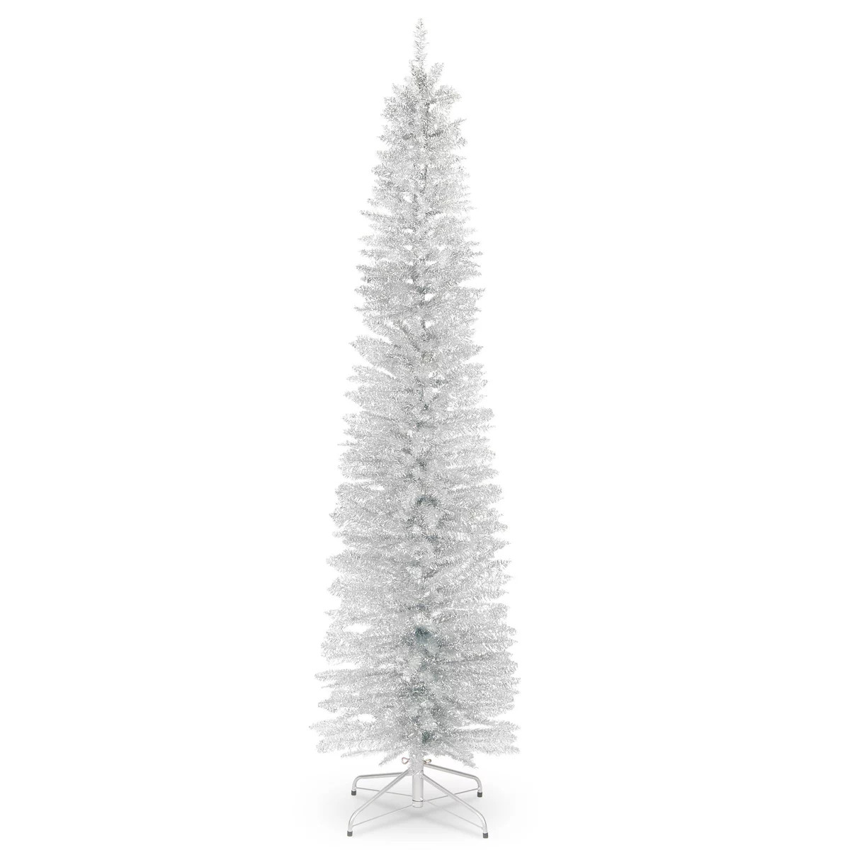 7ft National Christmas Tree Company Silver Tinsel Slim Artificial Christmas Tree | Target