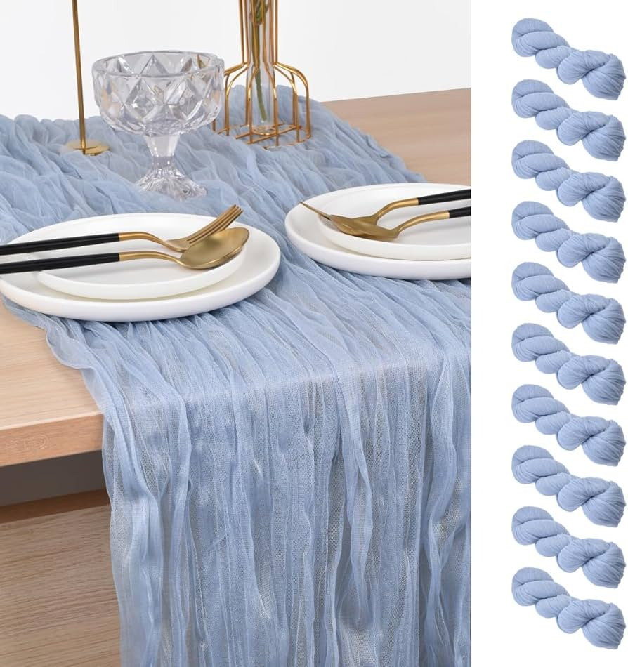 Joanlody Blue Cheesecloth Table Runner Spring Easter 10Ft Rustic Gauze Boho Cheese Cloth Table Ru... | Amazon (US)