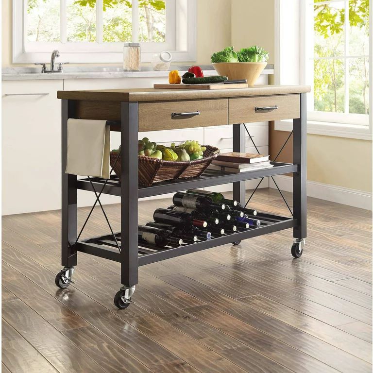 Whalen Santa Fe Kitchen Cart with Metal Shelves and TV Stand Feature | Walmart (US)