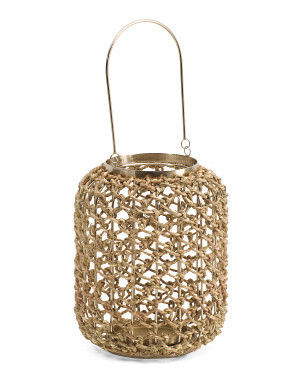 12in Rattan Hurricane Lantern | TJ Maxx