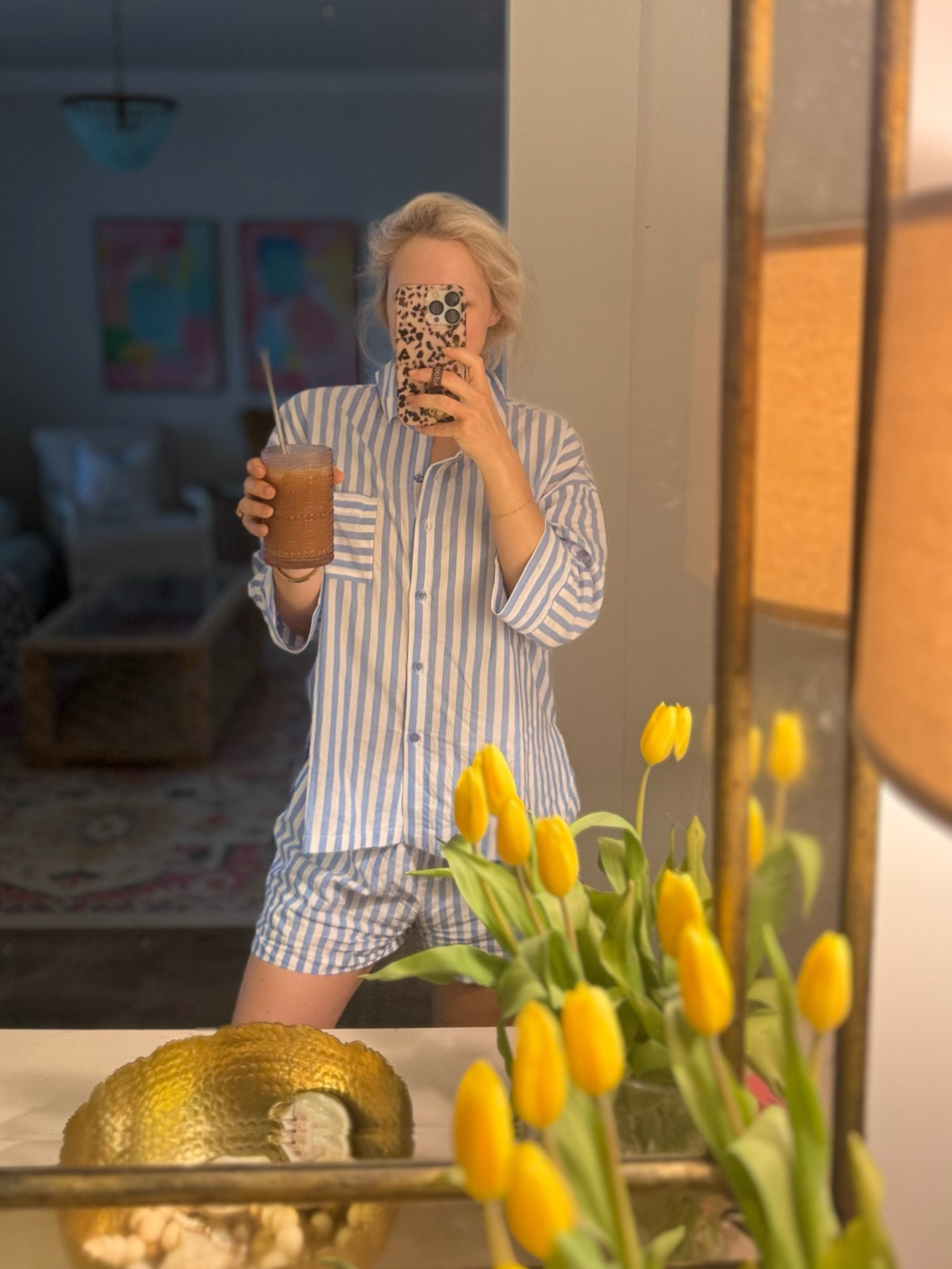 Blue and white stripe button down pajamas, could totally pass as a boxer short set or would be great as a beach cover up! Nursing friendly. Wearing a S here 🩵 

#LTKFindsUnder50 #LTKBaby #LTKStyleTip