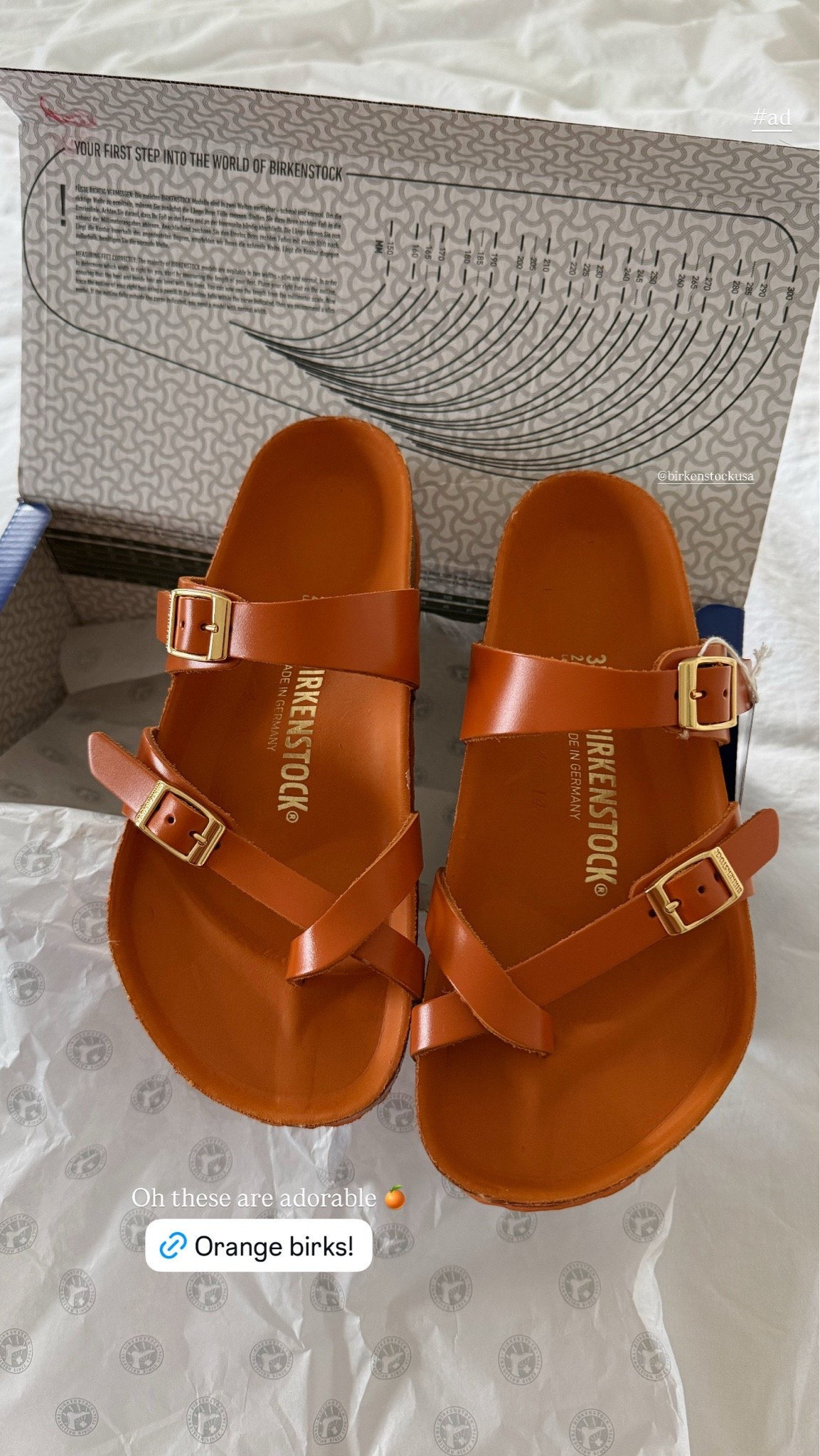 in love with my new birks 🍊 they’re so fun to style @Birkenstock US #ad