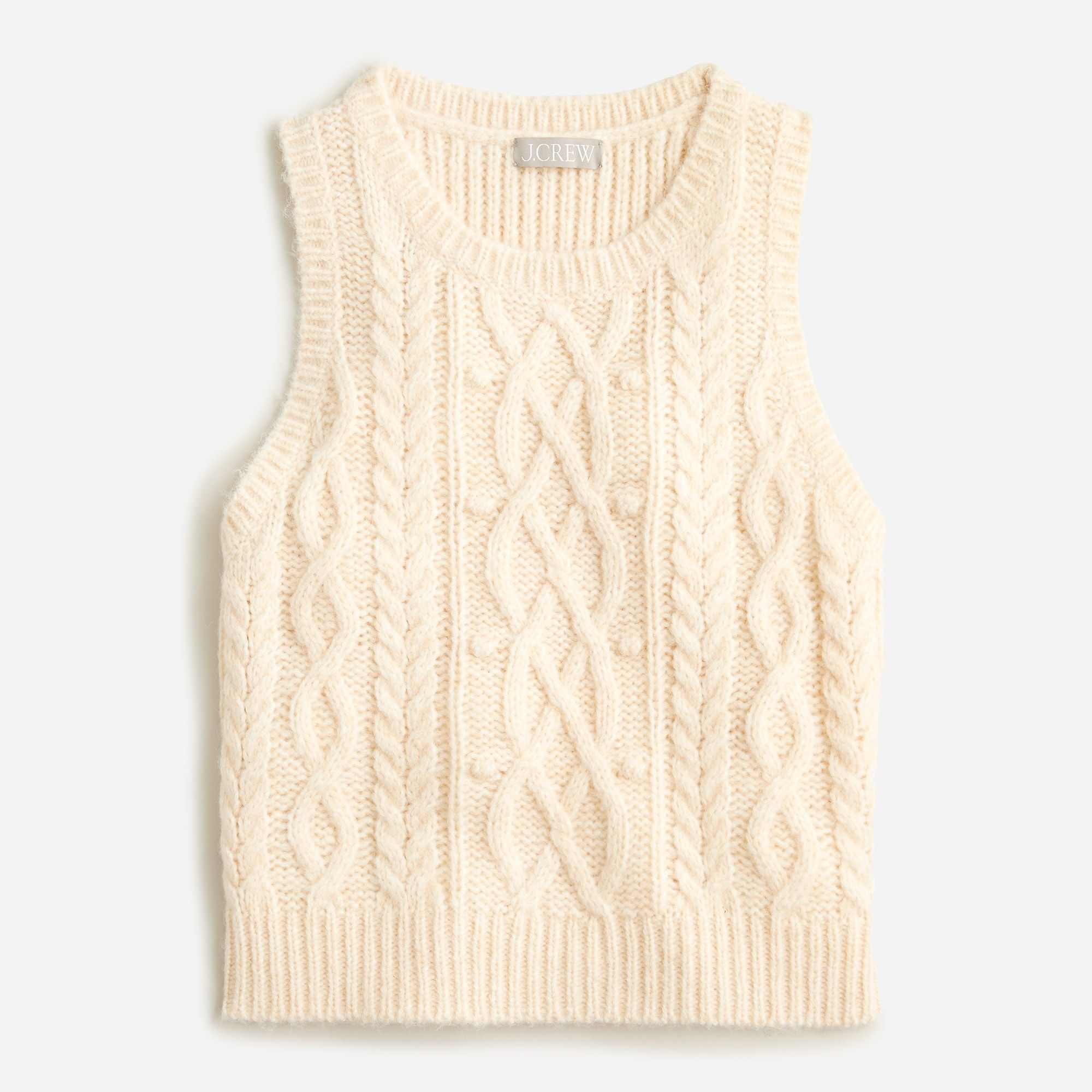 J.Crew: Cropped Cable-knit Sweater Shell For Women | J.Crew US