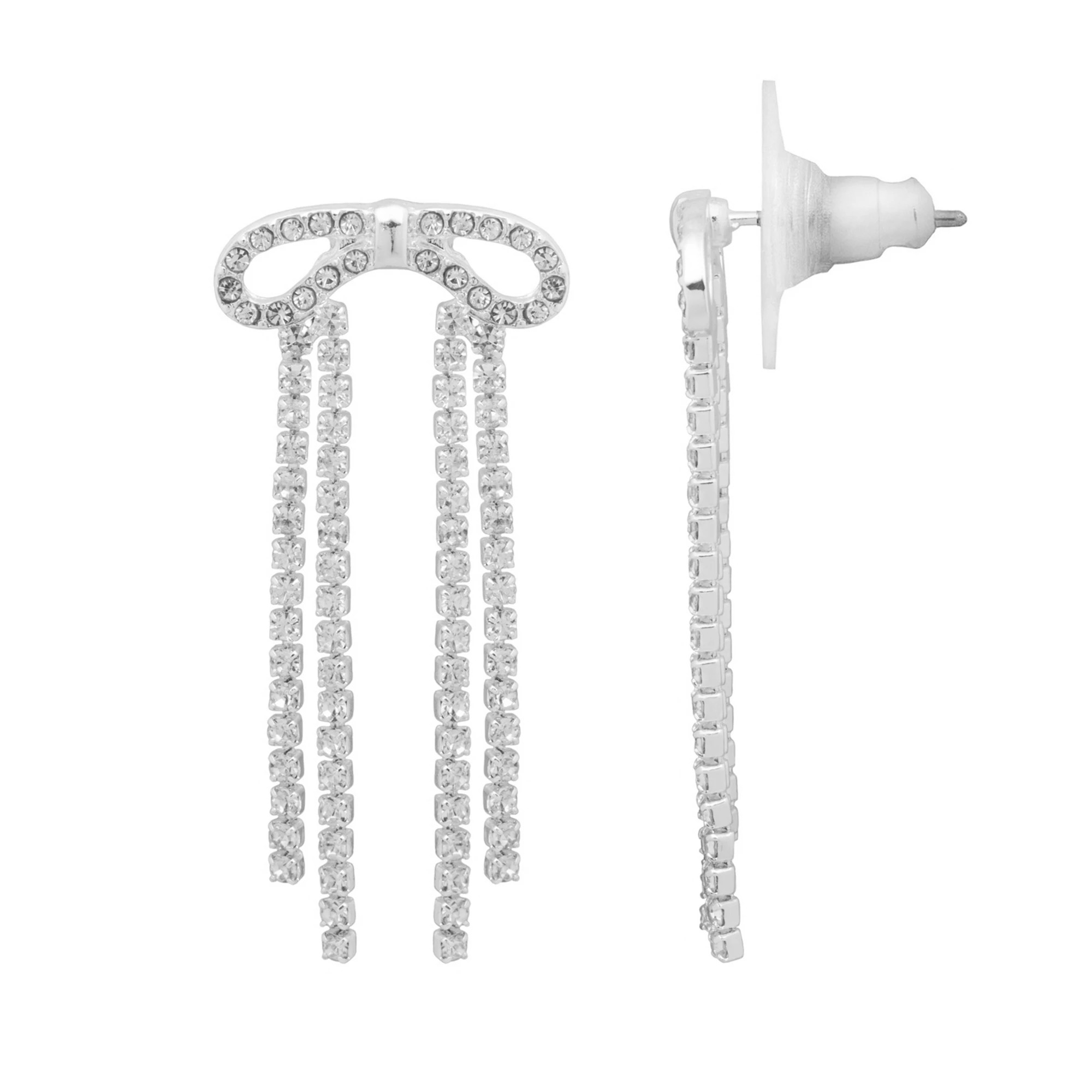 LC Lauren Conrad Silver Tone Drop Bow Earrings | Kohl's
