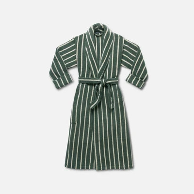 Brooklinen Super-Plush Robe Women's size Large in Striped Coastal Tide | Brooklinen
