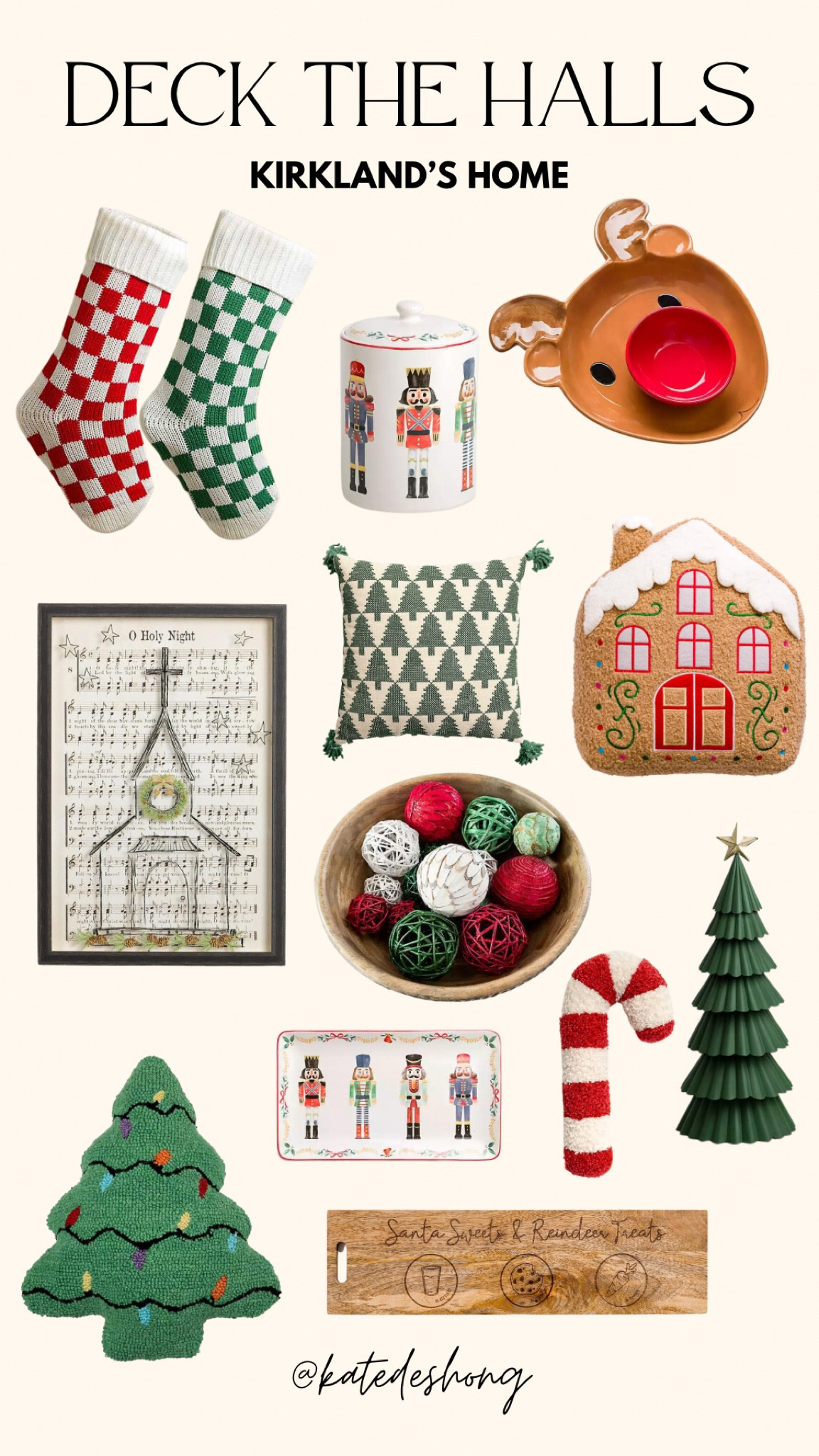 Christmas decor. Stockings. Nutcracker. Reindeer. Gingerbread house. Christmas tree. Santas cookies. Red and green. Church. Deck the Halls. Kirklands home. Cookie jar. Serving platter. Holiday.

#LTKSeasonal #LTKHoliday #LTKHolidaySale