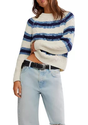 Free People Women's Frankie Cable Striped Pullover | Belk