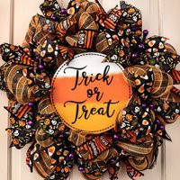 Trick Or Treat Sign 10.5"" For Wreath.round Sign | Etsy (US)