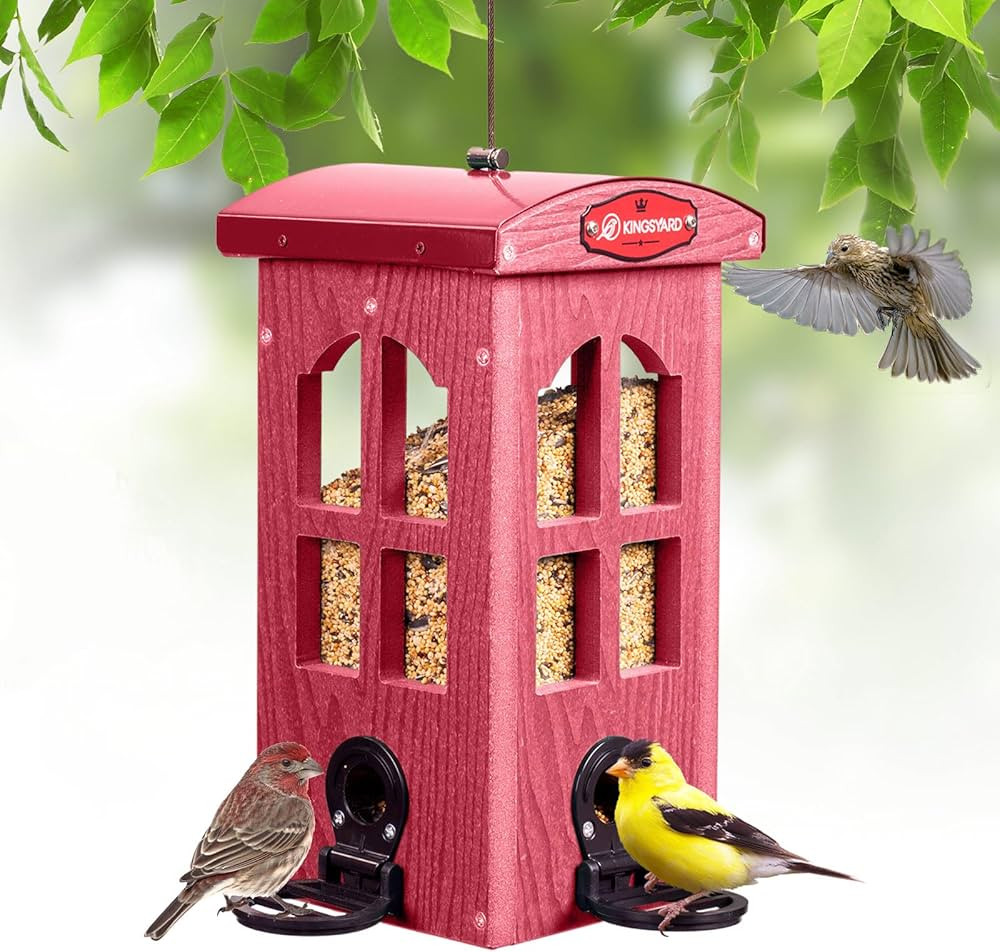 Kingsyard Upgraded Rainproof Bird Feeder for Outdoor Hanging - Metal Feeding Port, Recycled Plast... | Amazon (US)