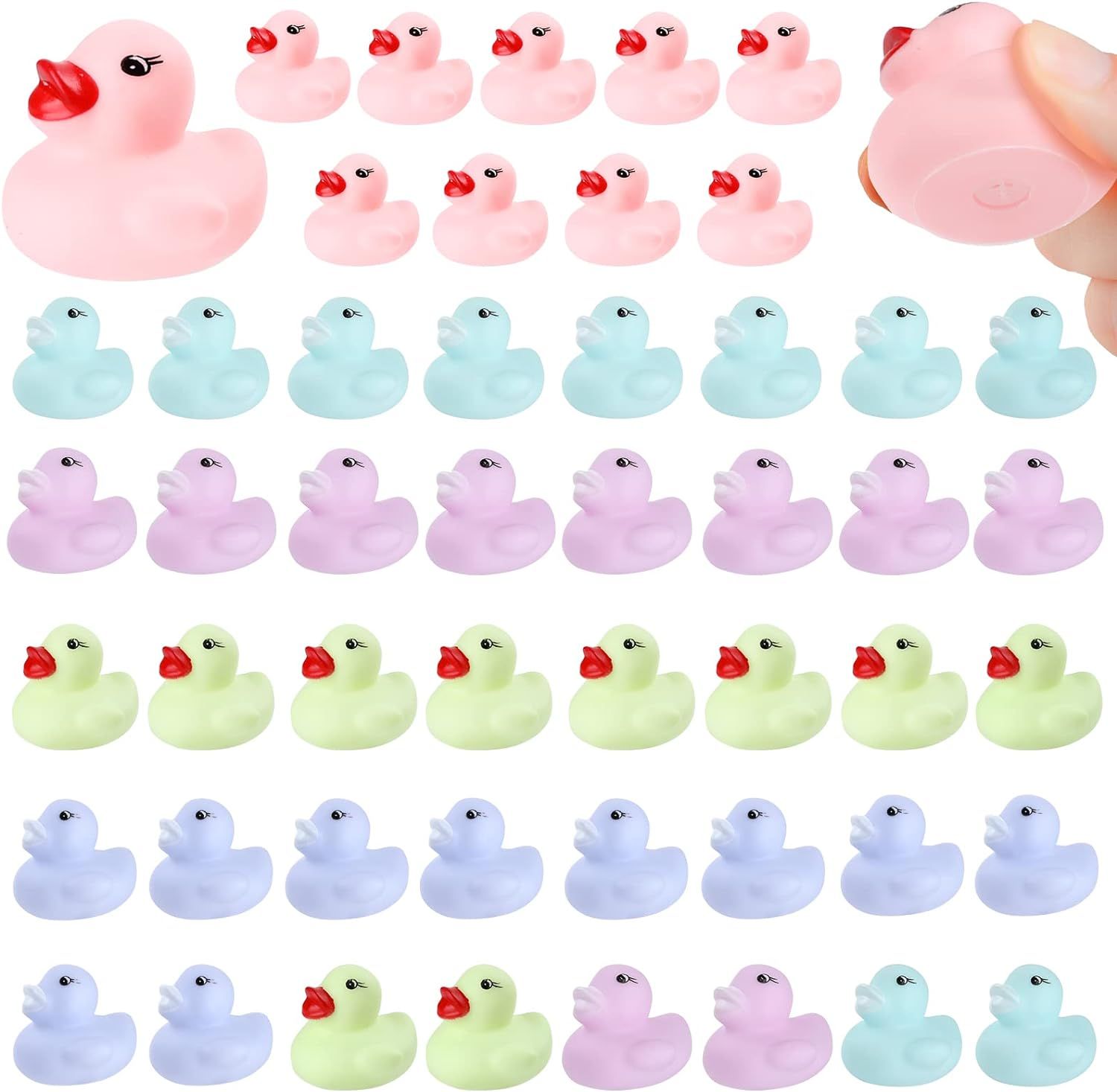 Ensbelei 50Pcs Macaron Color Mini Rubber Ducky Float Duck Baby Bath Toy, Shower Birthday Party Fa... | Amazon (US)