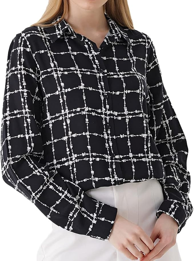 Blouses for Women Fashion, Long Sleeve Button Down Shirts Dressy Casual Tops | Amazon (US)
