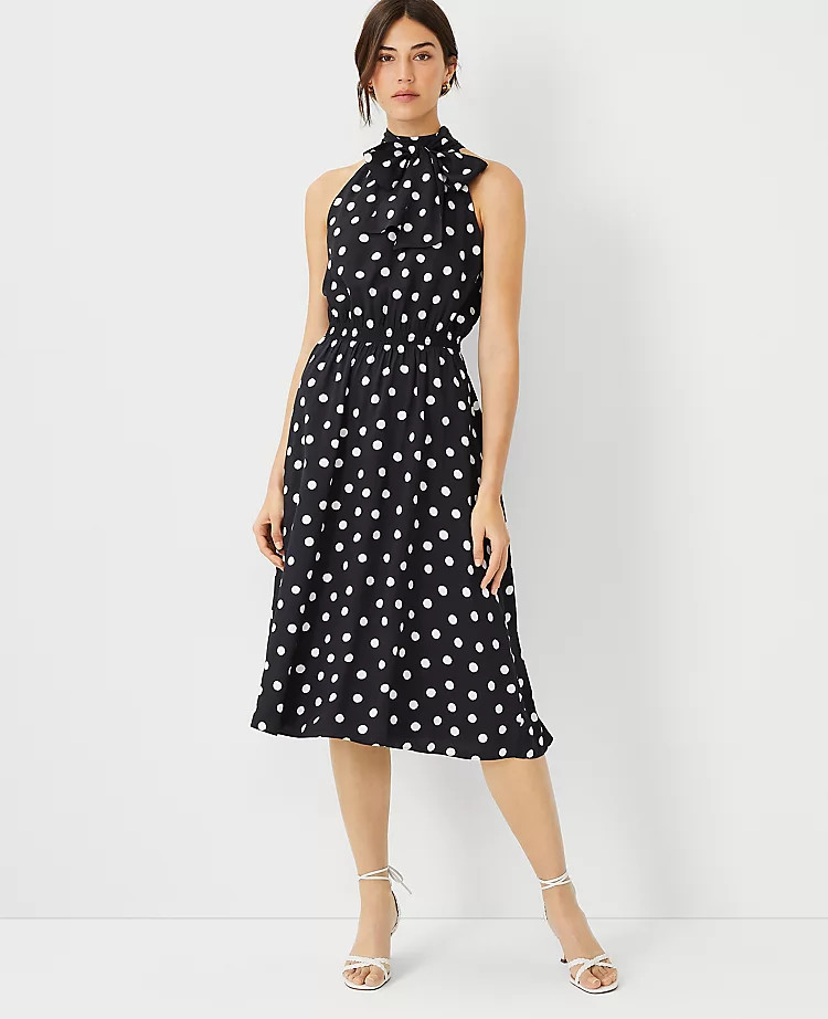 Polka Dot Halter Midi Dress | Ann Taylor (US)
