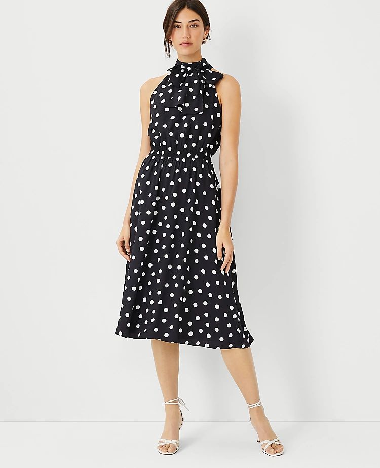 Polka Dot Halter Midi Dress | Ann Taylor | Ann Taylor (US)