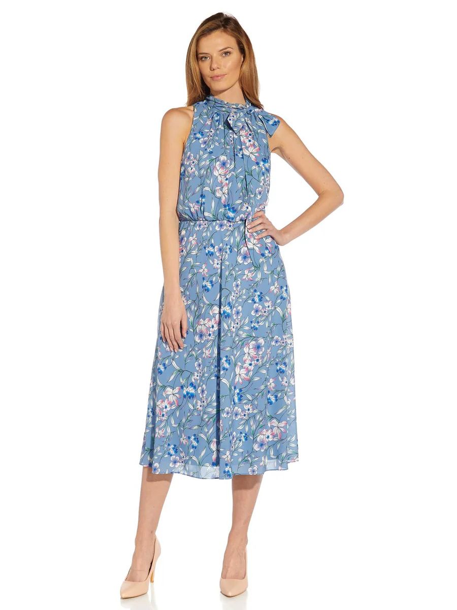 Floral Printed Tie Neck Dress | Lord & Taylor