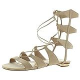 SCHUTZ Erlina Women's Suede Flat Gladiator Sandals Oyster Size 8 | Amazon (US)