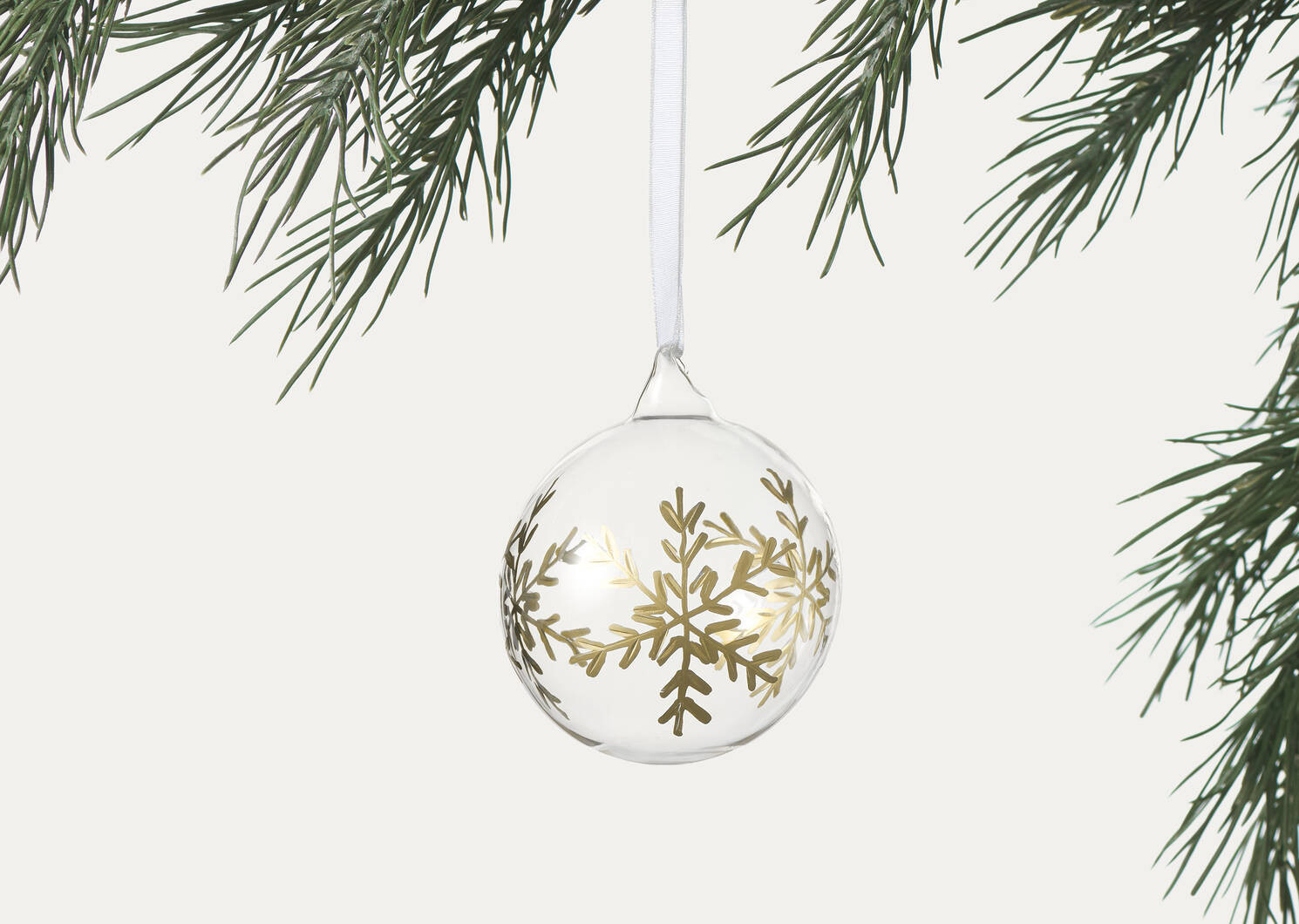 Golden Snowflake Ball Ornament | Urban Barn