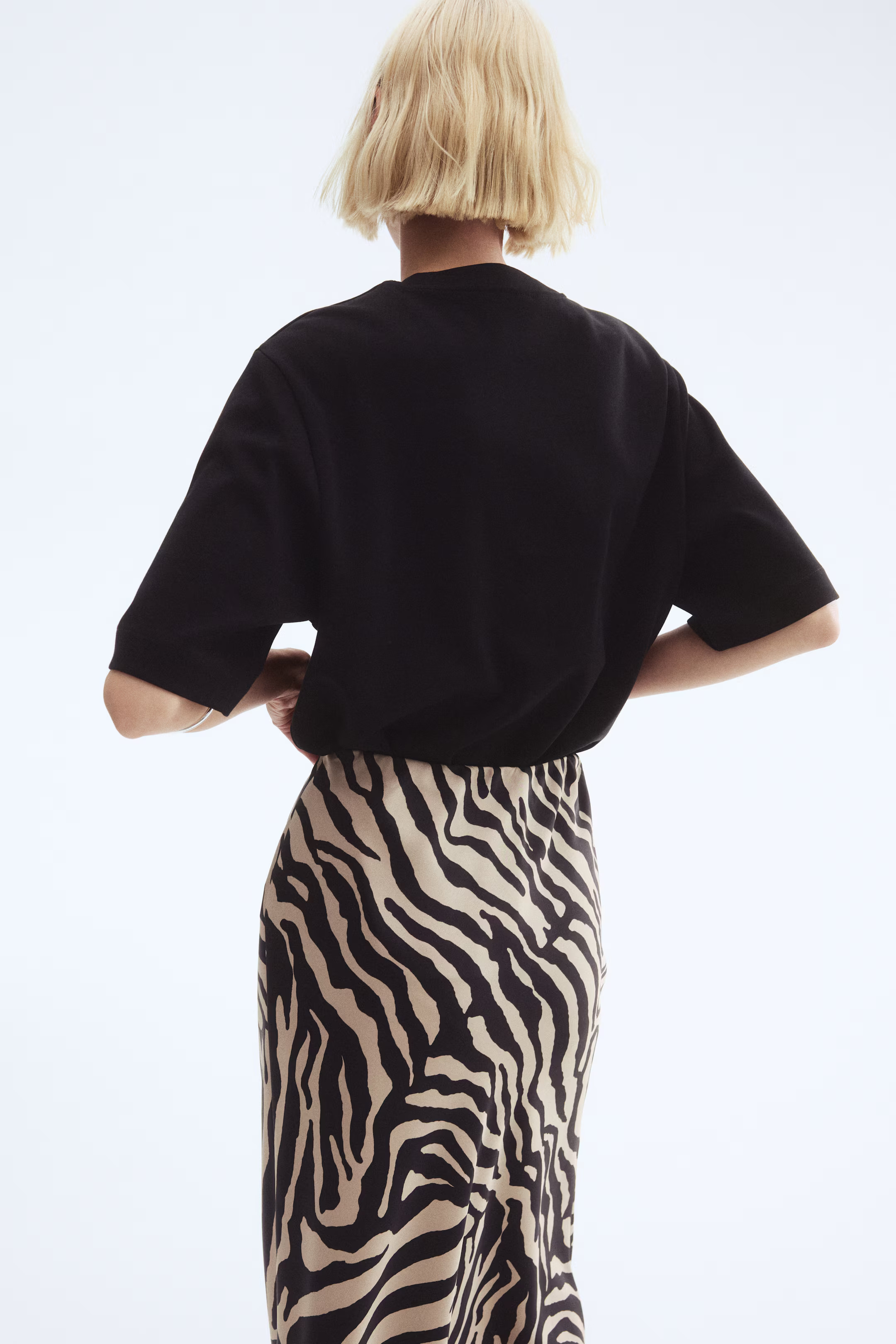 Midi Skirt - Light beige/zebra print - Ladies | H&M US | H&M (US + CA)