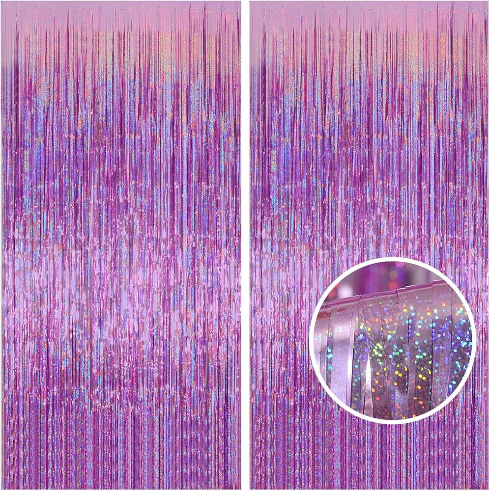 Melsan 2 Pack 3.2 ft x 8.2 ft Tinsel Foil Fringe Curtains Backdrop, Sparkle Metallic Foil Curtain... | Amazon (US)