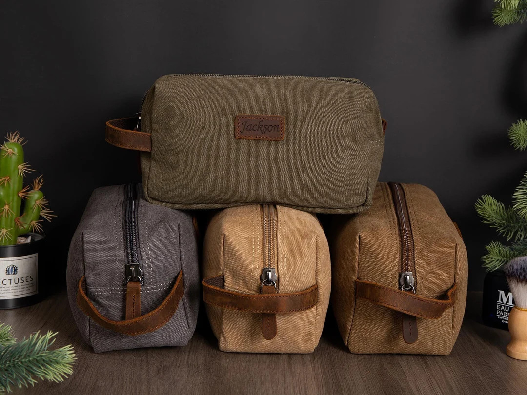 Custom Mens Toiletry Bag,Personalized Canvas Travel Bag,Travel Toiletry Bag,Men's Dopp Kit,Engrav... | Etsy (US)