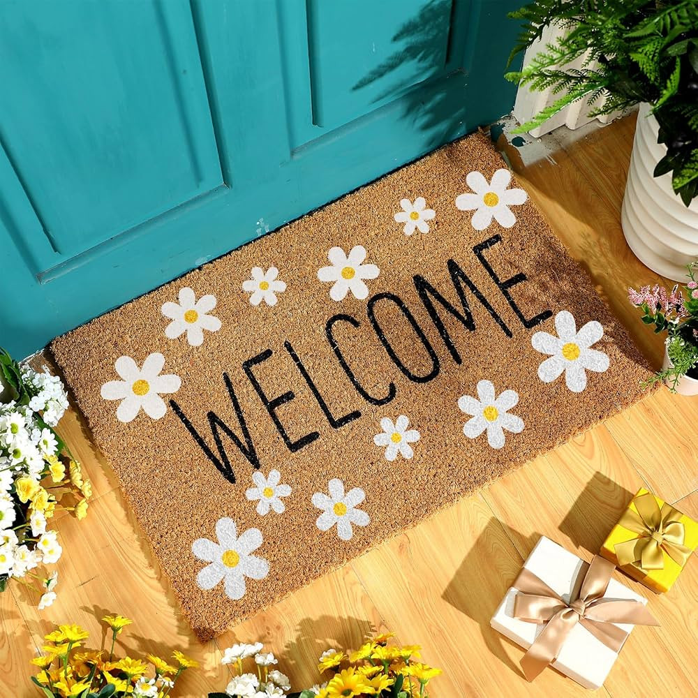 Ceenna Spring St Patrick's Day Coir Doormat Outdoor Easter Mardi Gras Rugs Non Slip Shamrock Flow... | Amazon (US)