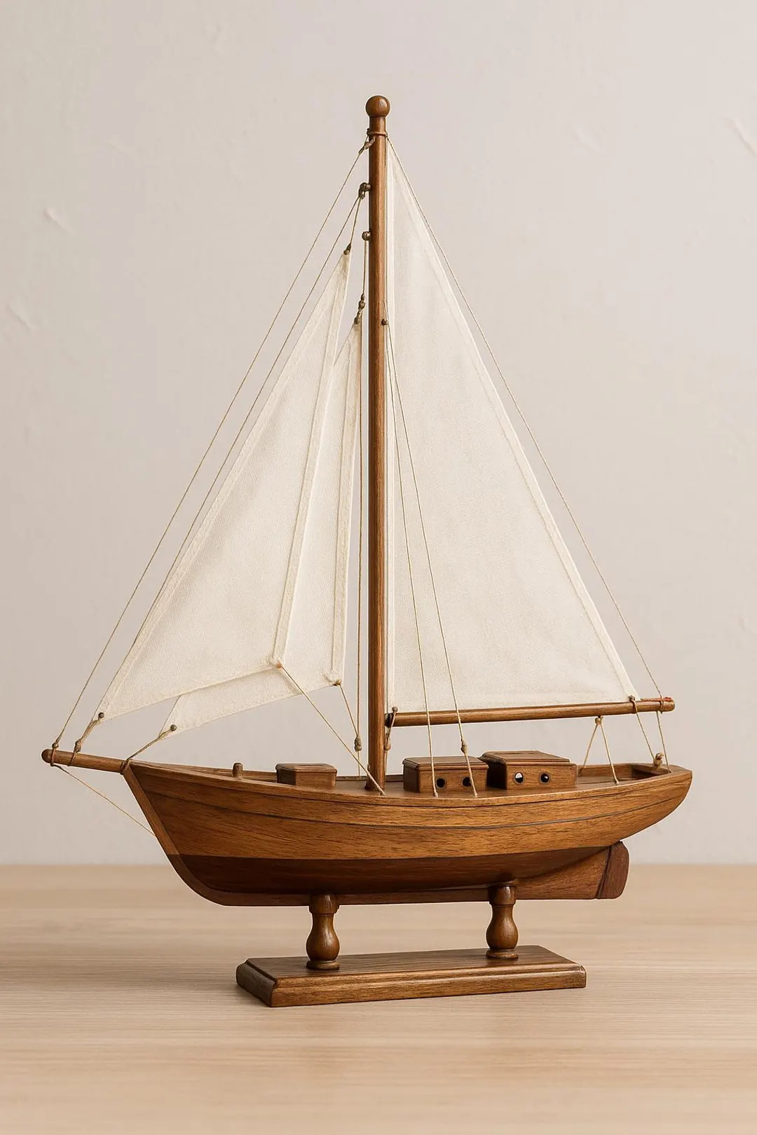 Handmade Wooden Sailboat Model: Rustic Nautical Decor, 40cm - Etsy | Etsy (US)