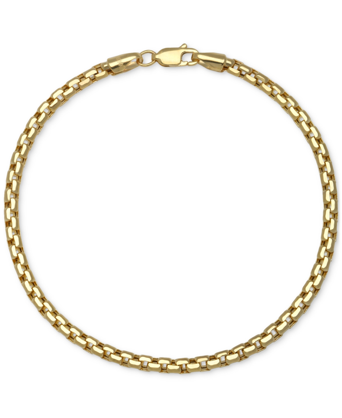 Men's Polished Rounded Box Link Chain Bracelet in 14k Gold - Gold | Macy's