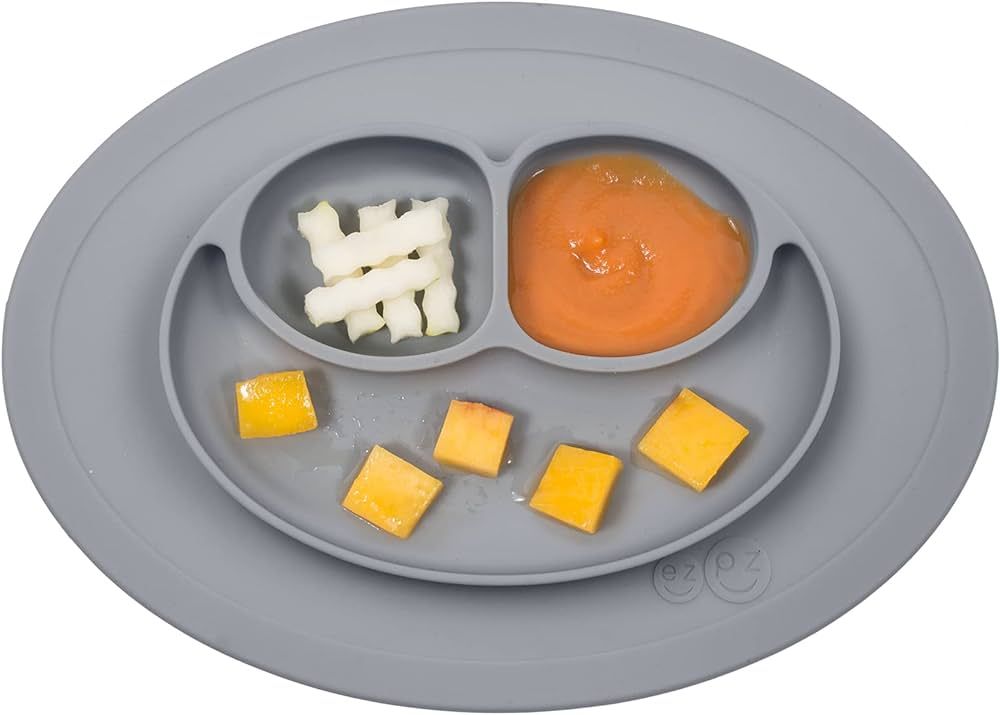 ezpz Mini Mat (Gray) - 100% Silicone Suction Plate with Built-in Placemat for Infants + Toddlers ... | Amazon (US)