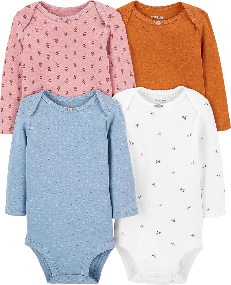 Simple Joys by Carter's Baby-Girls 4-Pack Long-Sleeve Pointelle Bodysuits | Amazon (US)
