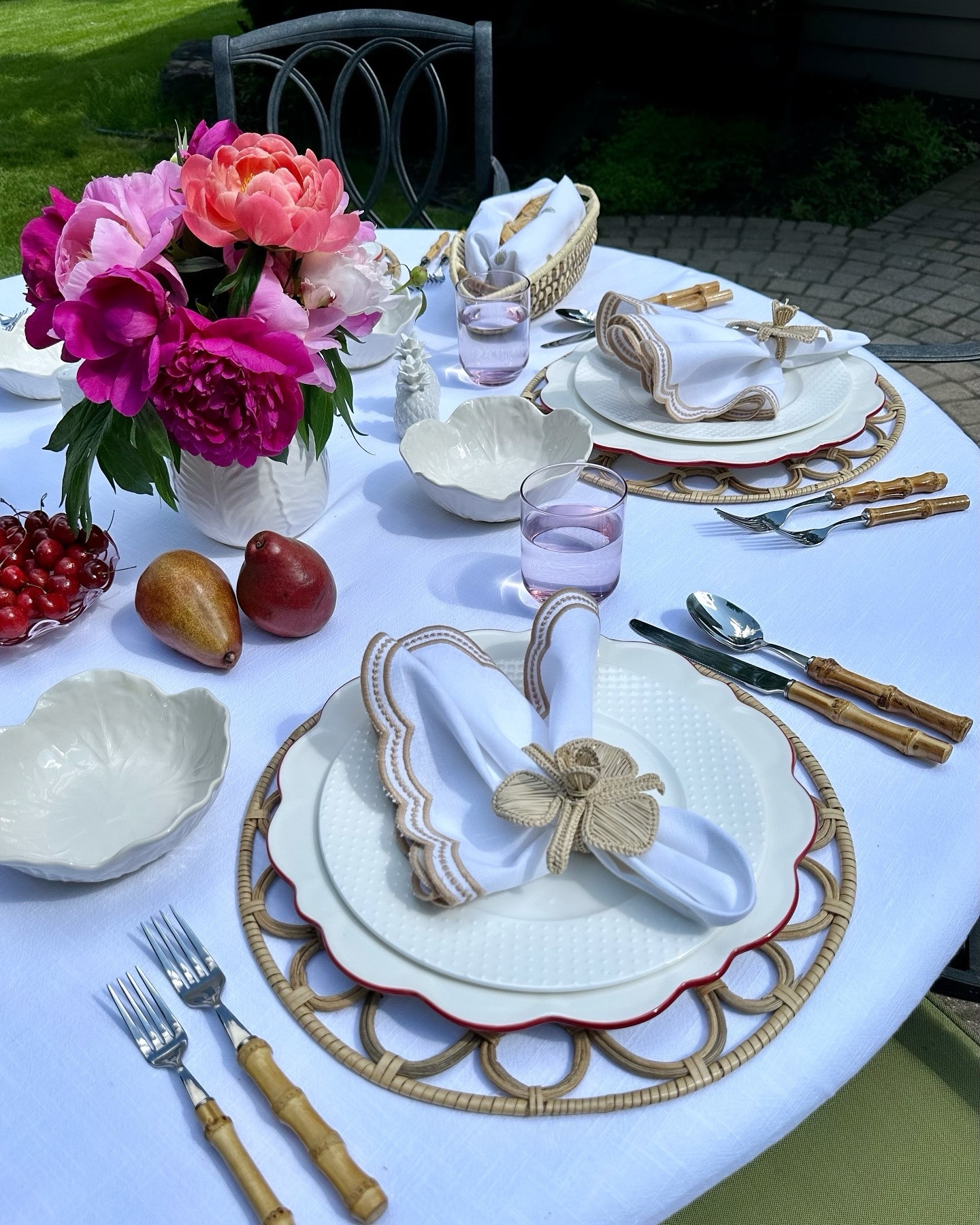 Alfresco Tablesetting with my Garden Peonies, and @allcottonandlinen Scalloped Embroidered Napkins & Cotton Tablecloth.

#LTKHome #LTKParties