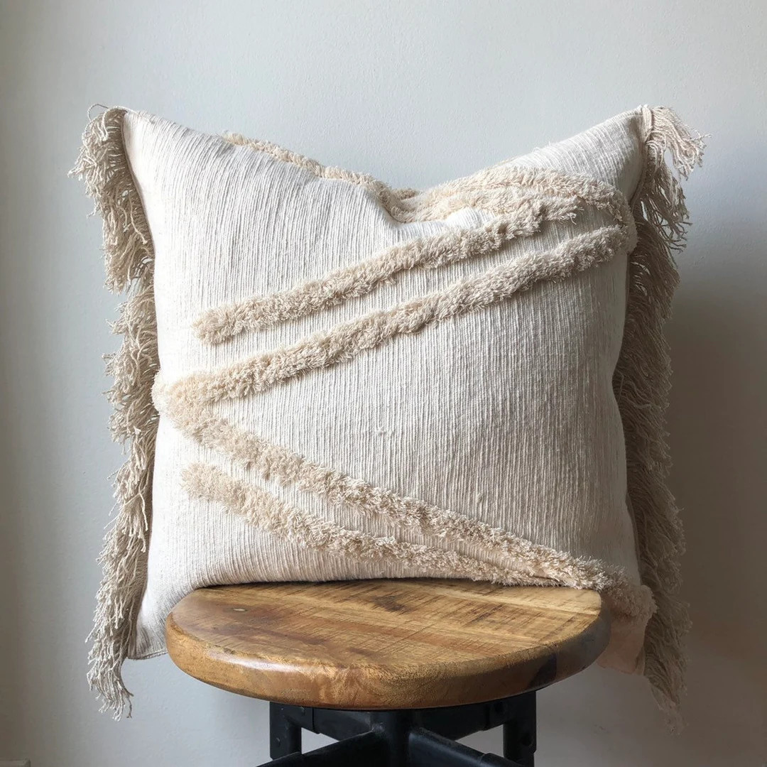 Cream Vintage Wedding Blanket Moroccan Pillow Cover 12 x 23 / 16 x 26 / 18 or 20 / With Tassel | Etsy (US)