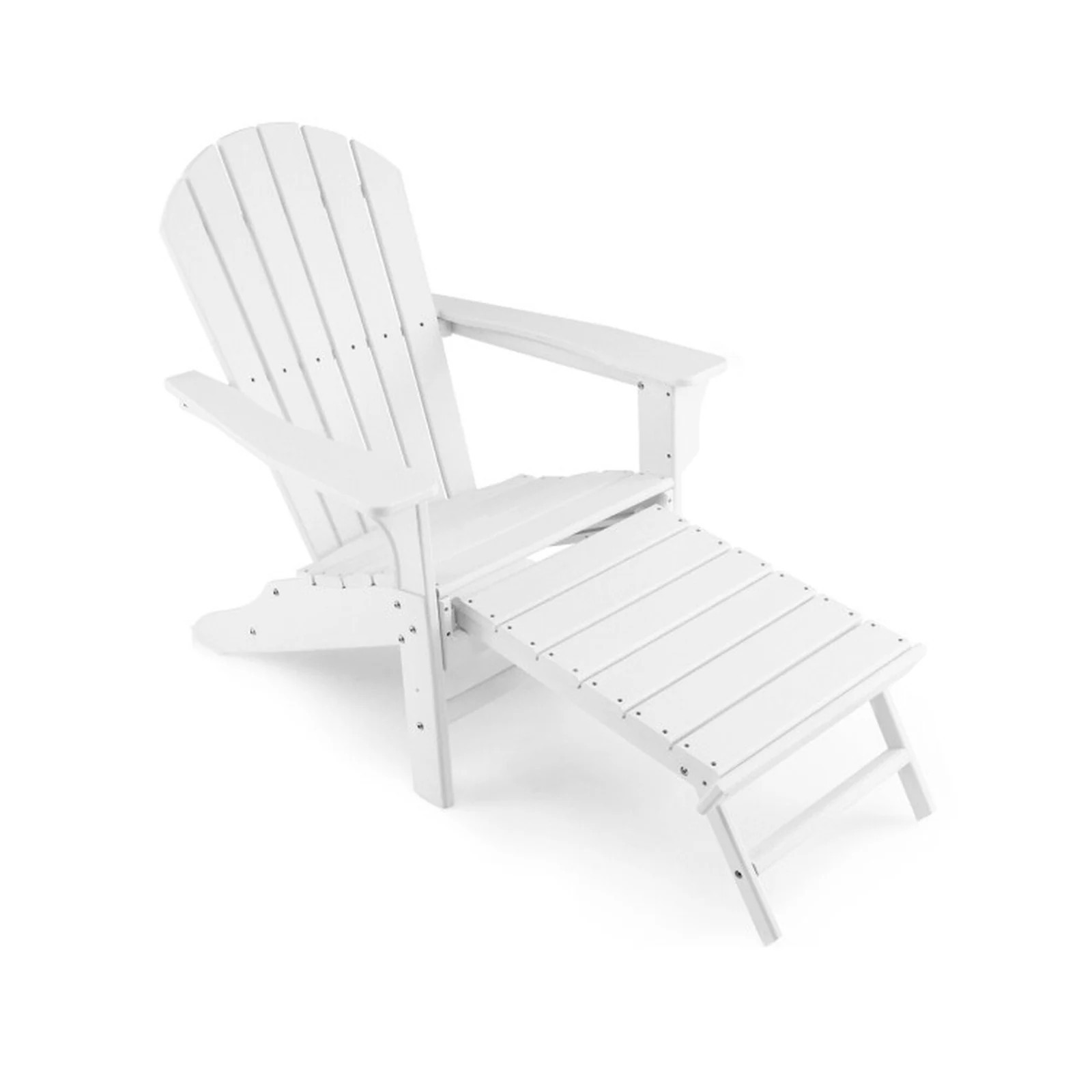 SUGIFT Patio HDPE Adirondack Chair with Retractable Ottoman-White one_size | LW102SUGHY0632 | Lowe's