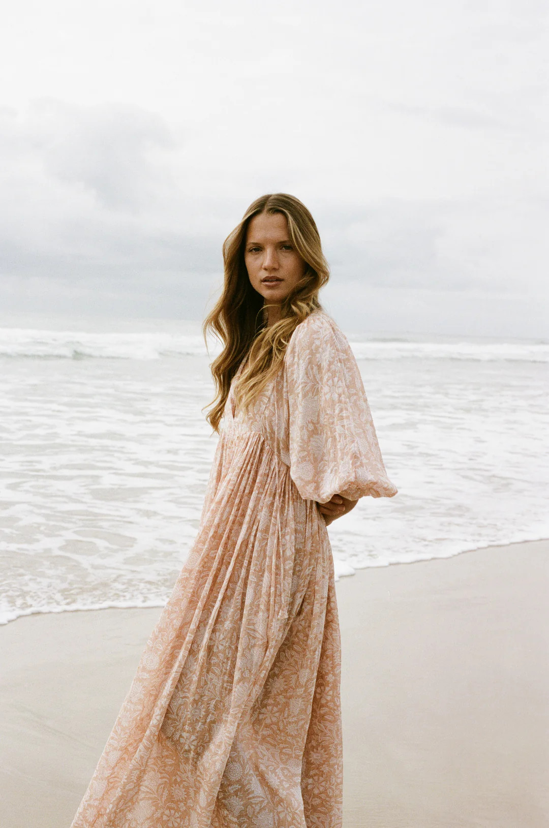 Kyra Maxi Dress ~ Apricot Blush | Daughters of India
