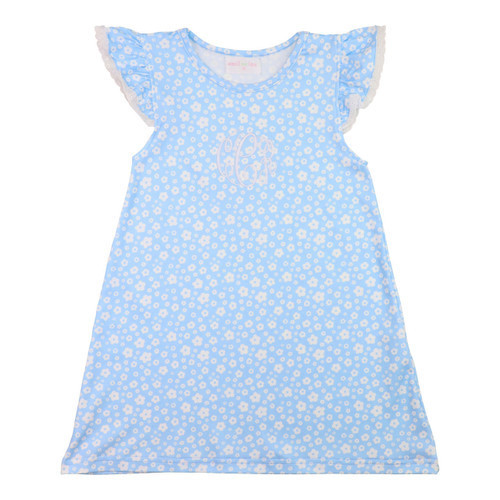 Blue And White Floral Knit Eyelet Dress | Cecil and Lou