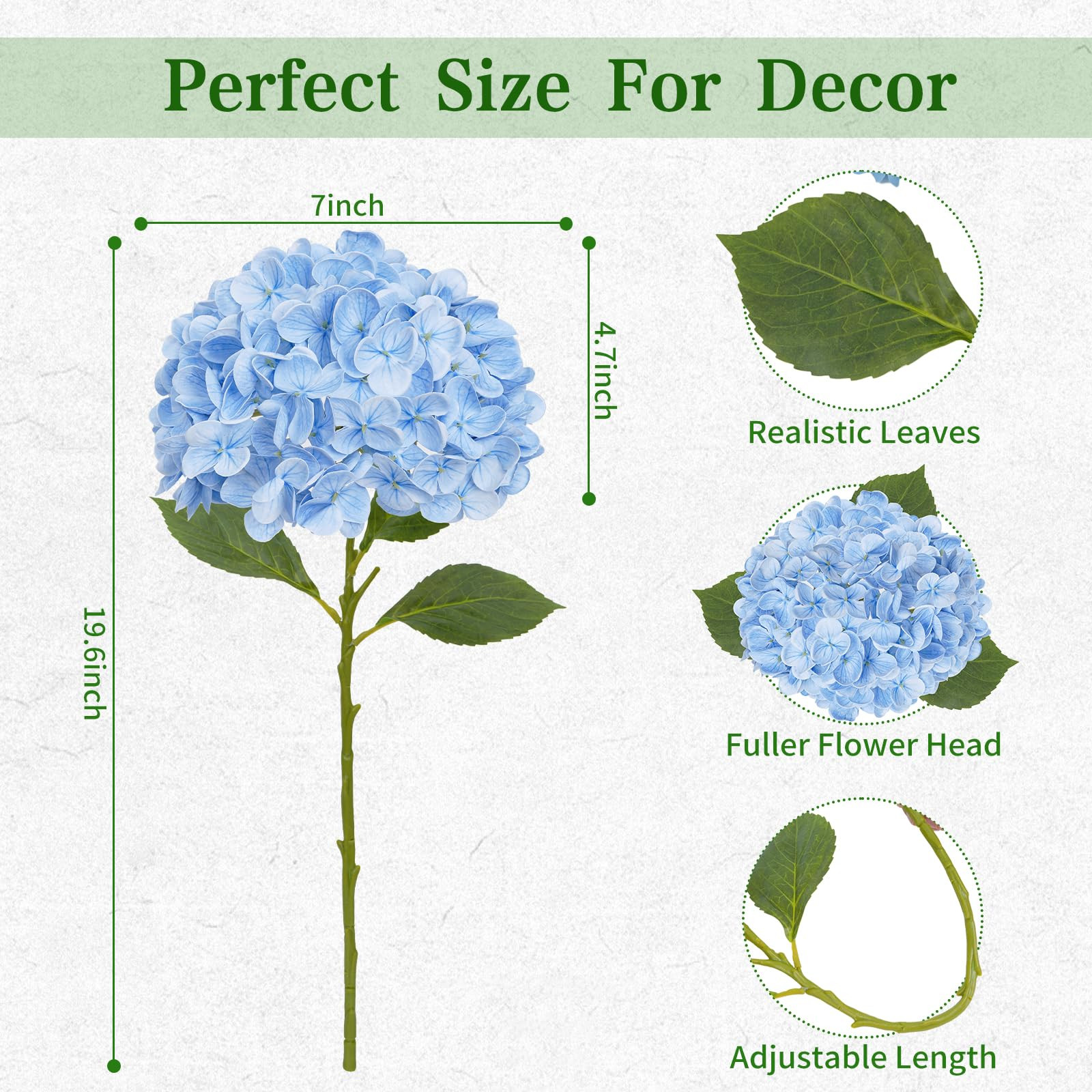 Amazon.com: 4 Pcs Blue Hydrangea Artificial Flowers, Latex Real Touch Hydrangea Flowers, 19.6'' F... | Amazon (US)