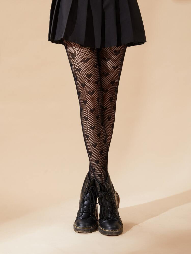 Heart Pattern Fishnet Tights | SHEIN