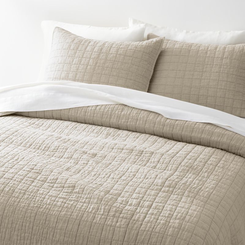 Belgian Flax Linen Natural Full/Queen Quilt + Reviews | Crate & Barrel | Crate & Barrel