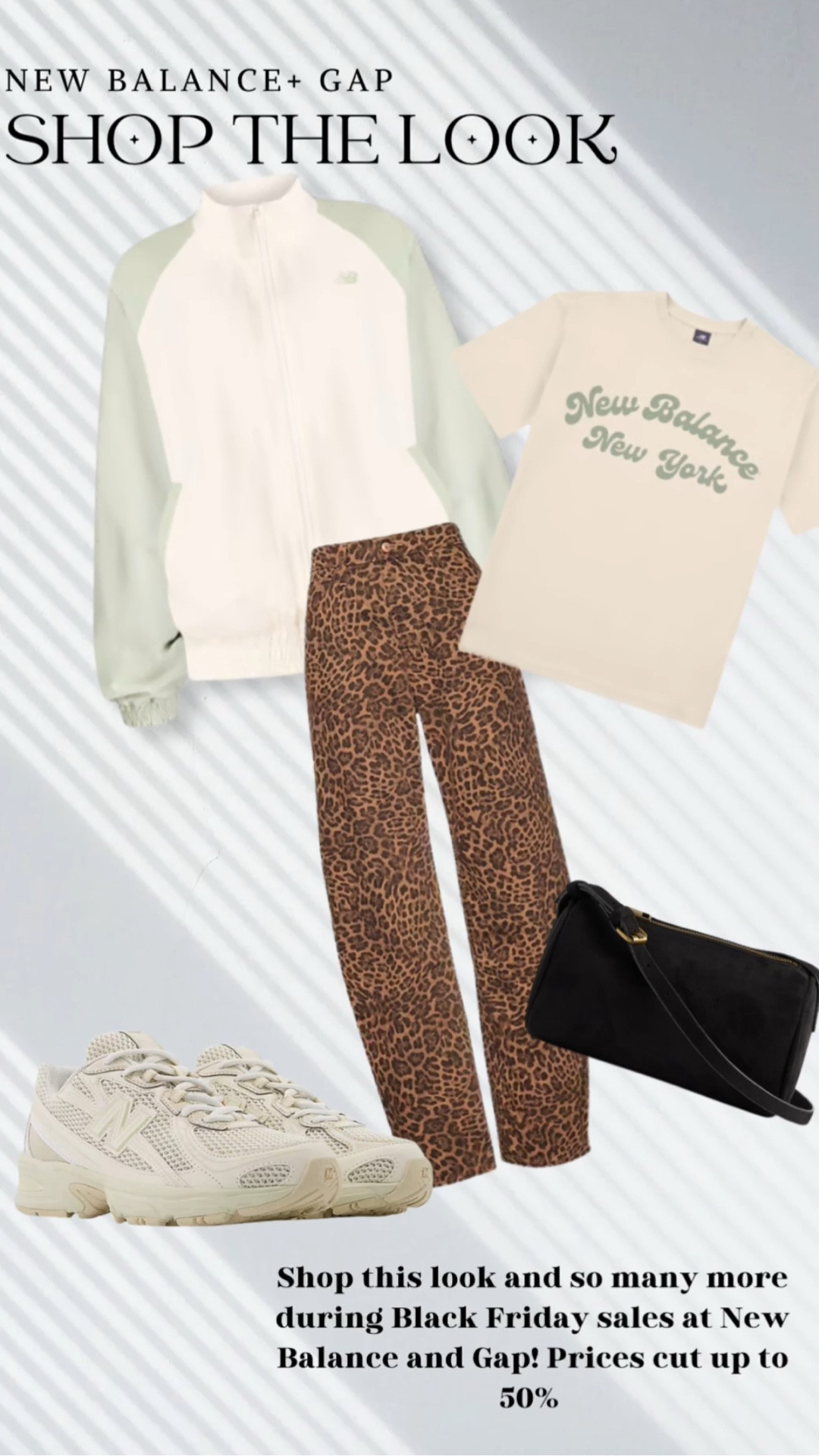 A full fall-to-winter outfit built entirely from New Balance + GAP Black Friday deals. Everything is under $100! 🤍✨ I styled this look using sale pieces from both brands — graphic jacket, leopard barrel jeans, classic New Balance tee, everyday crossbody, and the NB 740 lace sneakers. So many of these items are up to 50% off, making this the perfect time to refresh your casual wardrobe with elevated basics + statement prints.
Shop the full outfit below — everything is linked + on sale!
 #LTKBlackFriday #LTKSale #LTKFinds #GapStyle #NewBalanceStyle #CasualOutfits #AthleisureOutfit #WinterFashion #FallStyleInspo #OutfitInspiration #StreetStyleLooks #Under100Finds #ShopTheLook


#LTKootd #LTKCyberWeek #LTKFindsUnder100