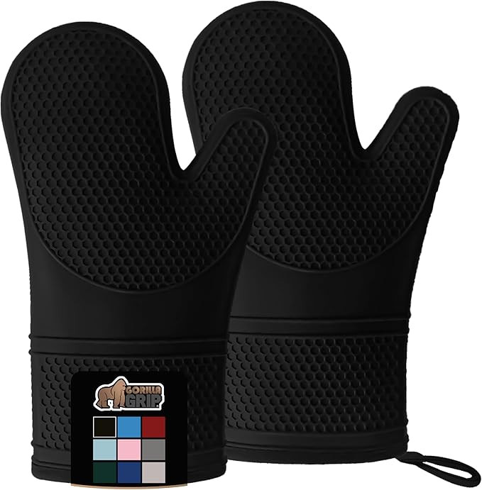 Gorilla Grip BPA-Free Soft Silicone Oven Mitts, Heat and Slip Resistant Thick Cotton Lined Cookin... | Amazon (US)