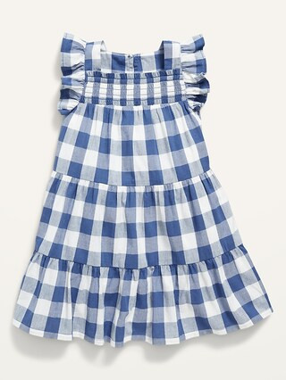 Ruffle-Trim Tiered Gingham Swing Dress for Toddler Girls | Old Navy (US)