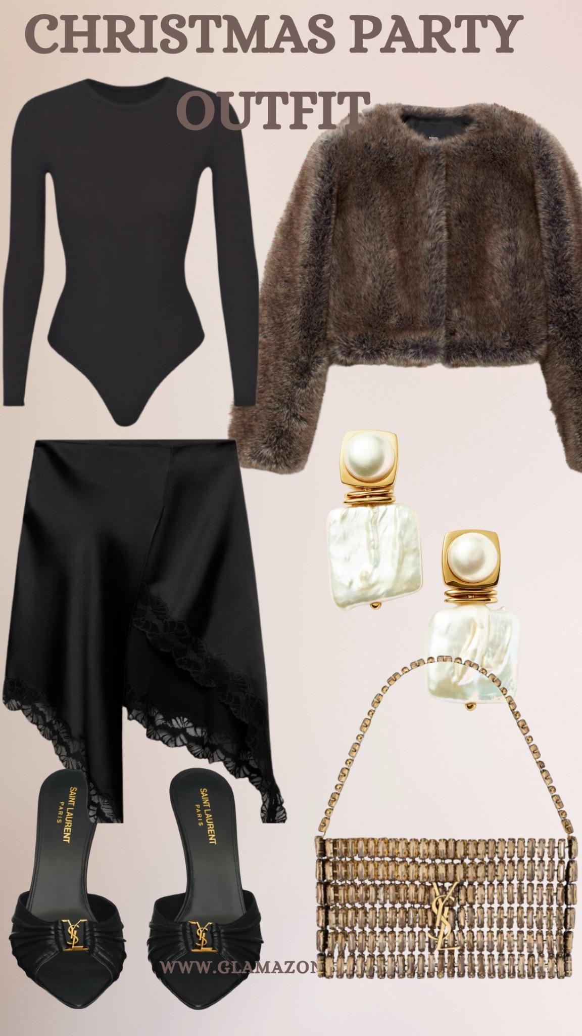 Christmas party outfit, mango outfit, holiday outfit, ysl crystal bag, ysl bag, faux fur coat, party outfit, pearl earrings 

#LTKwinter #LTKCyberWeek #LTKstyletip