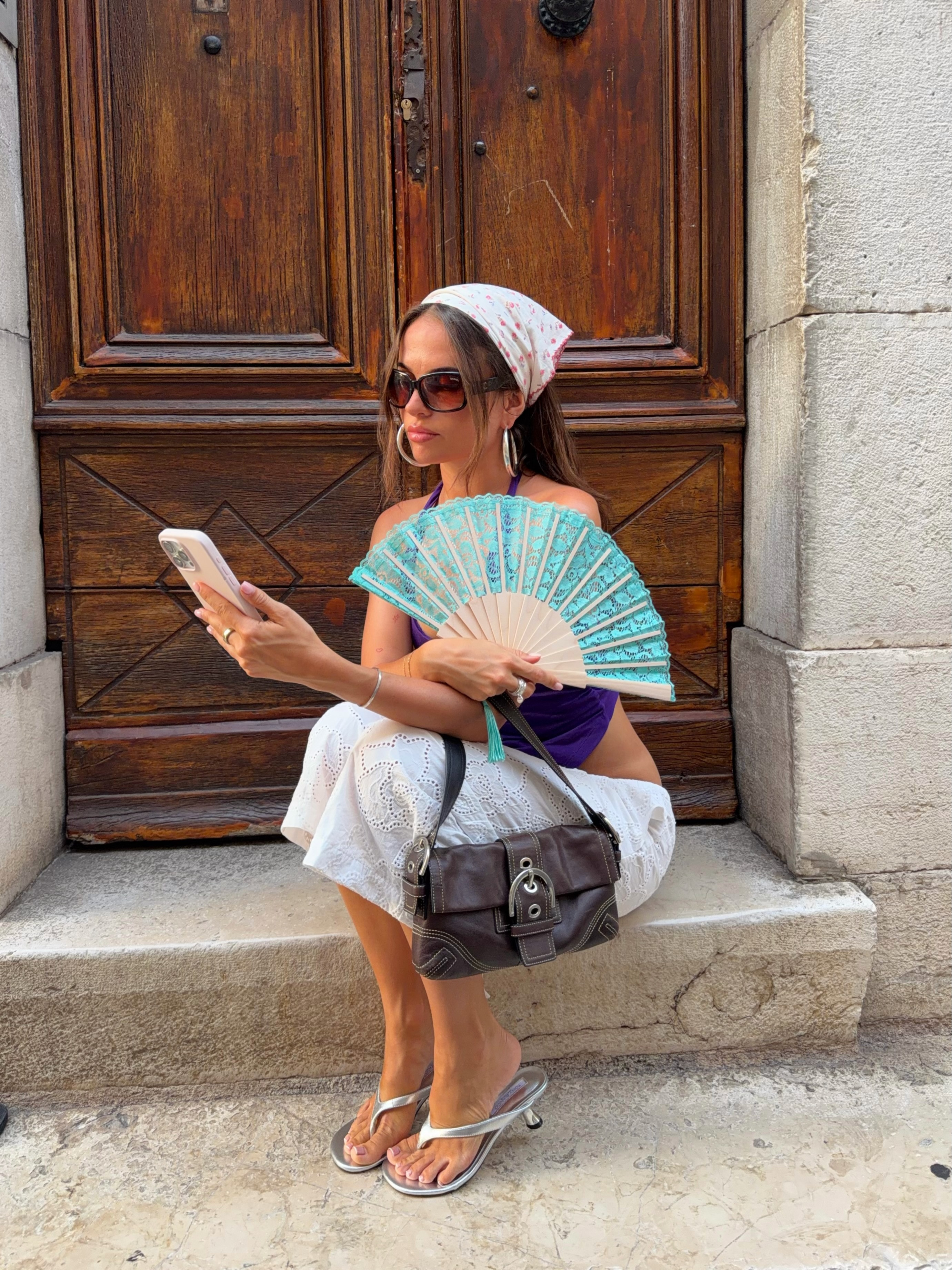 summer uniform 🩵

capris, lace trousers, broderie anglaise, halter top, summer outfit, cool summer outfit, chic summer outfits, euro summer, heeled sandals, bandana 

 #LTKuk #LTKsummer #LTKautumn