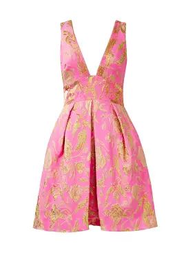 Pink Metallic Floral Dress | Rent the Runway