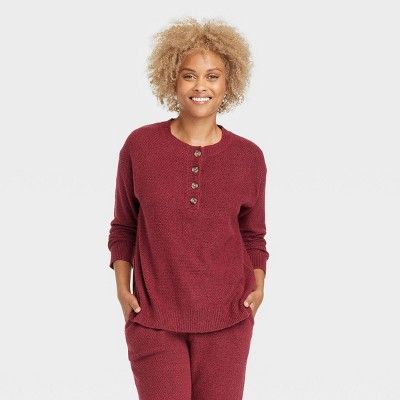 Women&#39;s Henley Top Sweater - Stars Above&#8482; Red M | Target