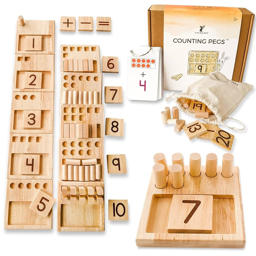 LITTLE BUD KIDS Counting Pegs - Un juego de matemáticas de diez marcos con tarjetas flash de sum... | Amazon (US)