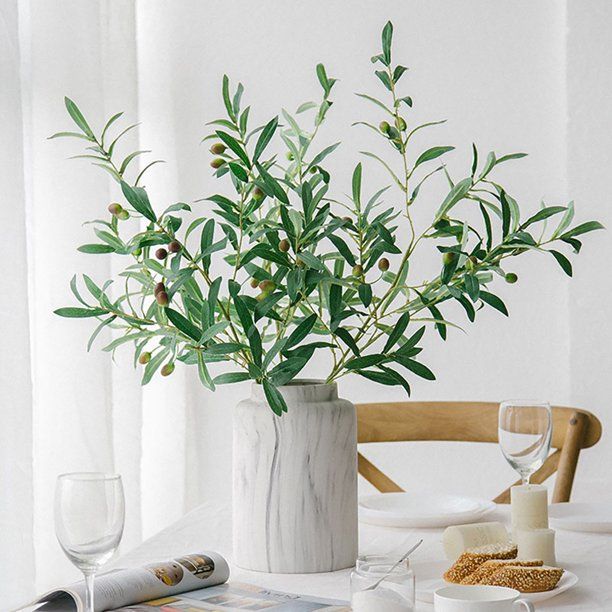 Cheers US 5Packs Tall Artificial Olive Branches for Vases Faux Greenery Stems, Silk Eucalyptus St... | Walmart (US)