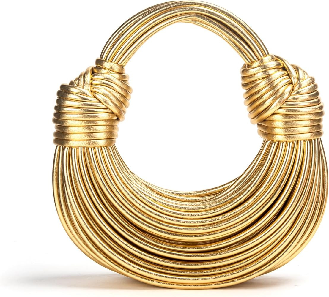 Hand-Woven Bread Women's Clutch Top Handle Satchel Shoulder Crossbody Creative Noodles Purses Und... | Amazon (US)